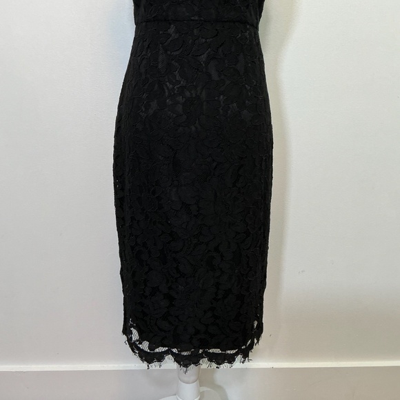 Eliza J Black Lace High Neck Sheath Midi Dress Size 4 - Picture 10 of 16
